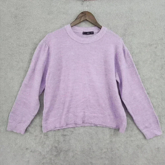 MNG Wool Blend Womens Lavender Crewneck Sweater Large 16PT - Picture 1 of 7